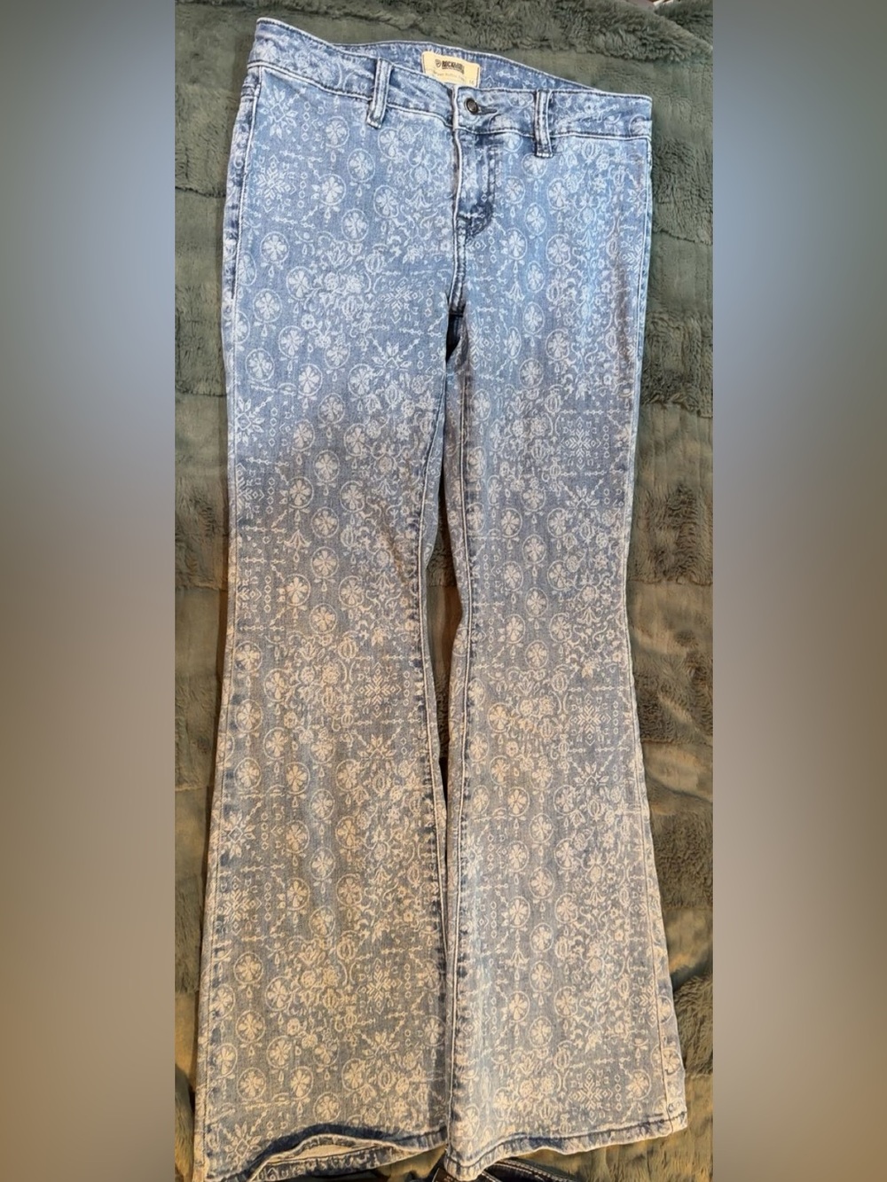 Girls' Light Blue Printed Flare Jeans